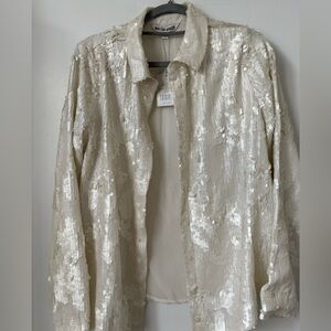 🔥NWT WALTER BAKER SEQUIN CLEAR BLAZER SIZE LARGE $298 LLUS TAXES 🔥
